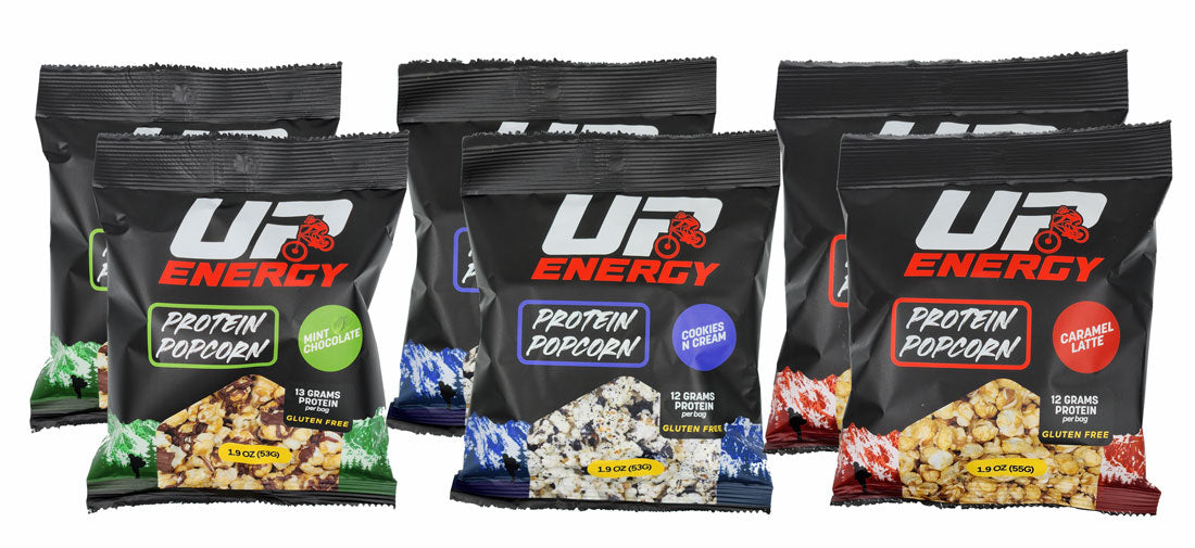 2 - Up Energy Protein Popcorn 6 Pack - 1.9OZ Cookies n Cream, Caramel Latte, Mint Chocolate