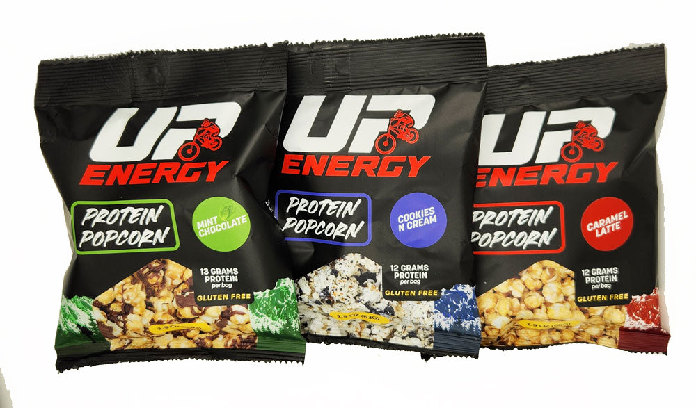 1 - Up Energy Protein Popcorn 3 Pack - 1.9OZ Cookies n Cream, Caramel Latte, Mint Chocolate