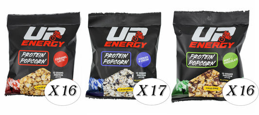 Up Energy Protein Popcorn 50 Pack - 1.9OZ , Cookies n Cream, Caramel Latte, Mint Chocolate